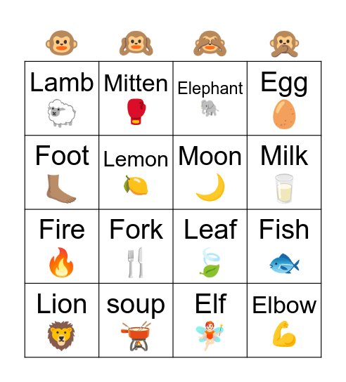 Monkey Soup Bingo Card