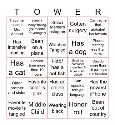 FLIER BINGO: Classroom Edition Bingo Card