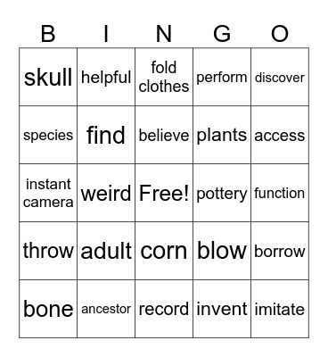 Impact 1 - Revision Bingo Card