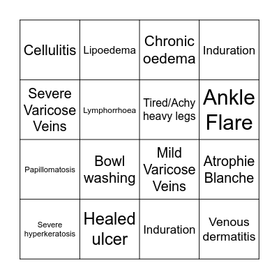 Legs Matter Bingo Card