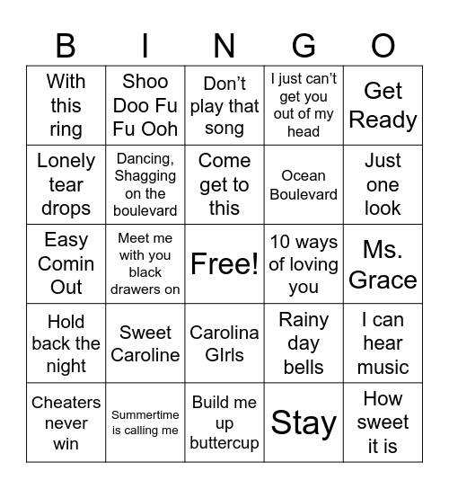 Sand in my shoes Bingo Card