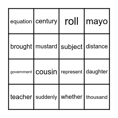 Group D (AL, MJ) Bingo Card