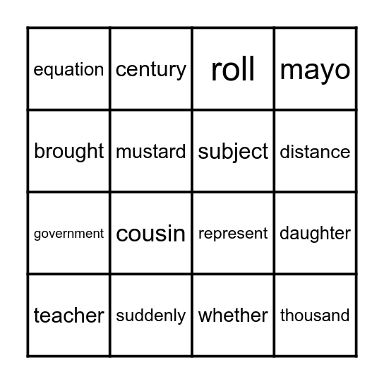 Group D (AL, MJ) Bingo Card