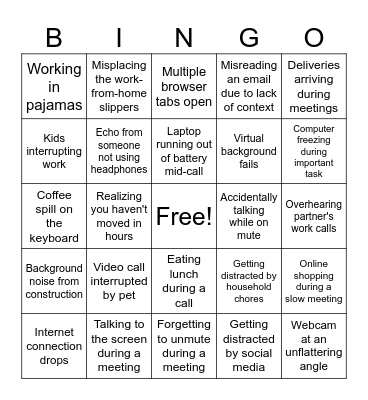 Virtual First Bingo Card