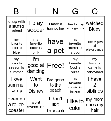 SUMMER CAMP 2024 Bingo Card