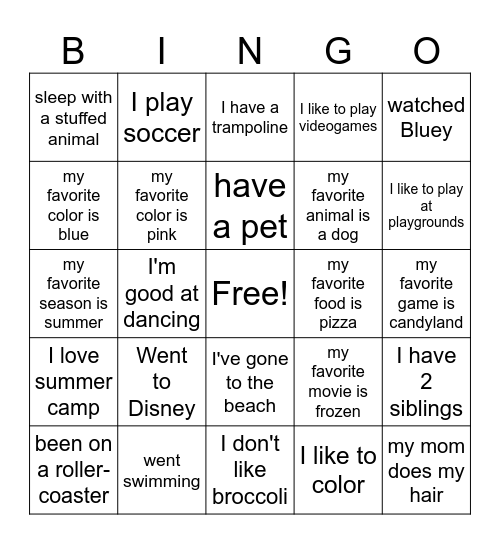 SUMMER CAMP 2024 Bingo Card