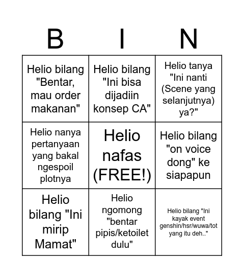 Nonton Bersama Helio Bingo Card