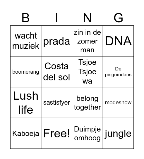 Summer party Lynn & Yfke!!! Bingo Card