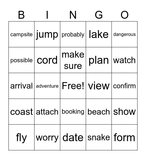 Bingo 1kg unit 6.1 + 6.2 Bingo Card