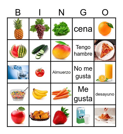 Los alimentos Bingo Card