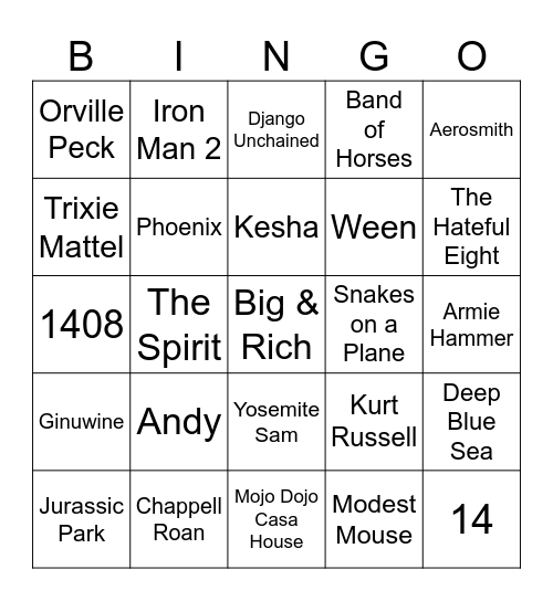 Samuel L. Jackson & Cowboys Bingo Card