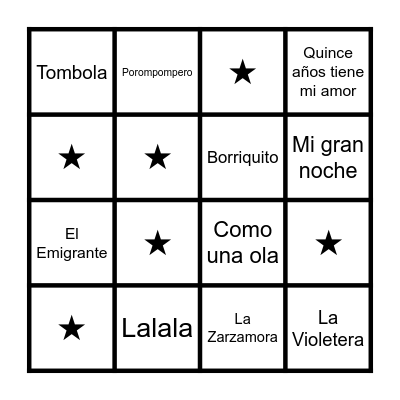 BINGO MUSICAL Bingo Card