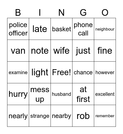 Bingo 2bk unit 6 Bingo Card