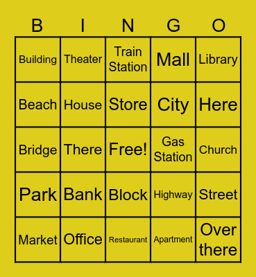 Bingo - Lugares Bingo Card