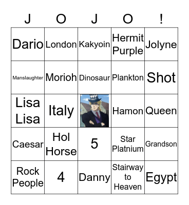 Jojo's Bizarre Bingo Card