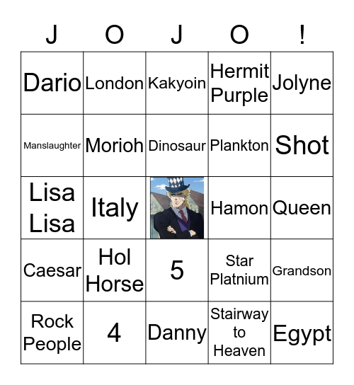 Jojo's Bizarre Bingo Card