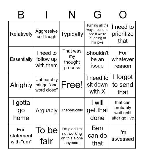 Meeting Bingo Card
