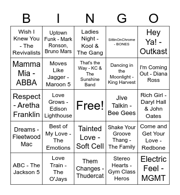 JefferGroove Town Bingo Card