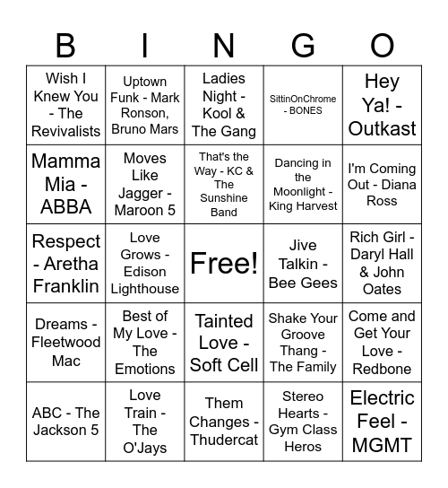 JefferGroove Town Bingo Card