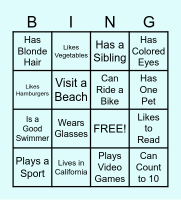 Sumer Program BINGO Card