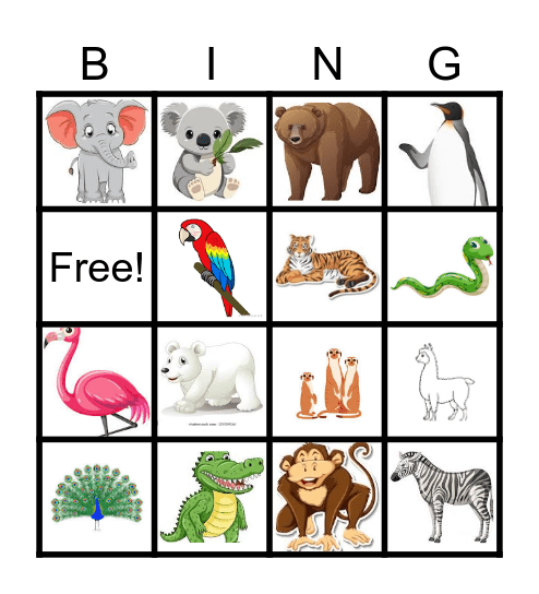 A Visit to the ZOO Bingo Card