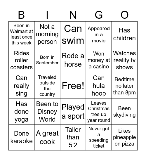 ABOUT YOU 2 Bingo Card