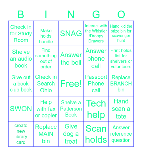 Library Bingo Card