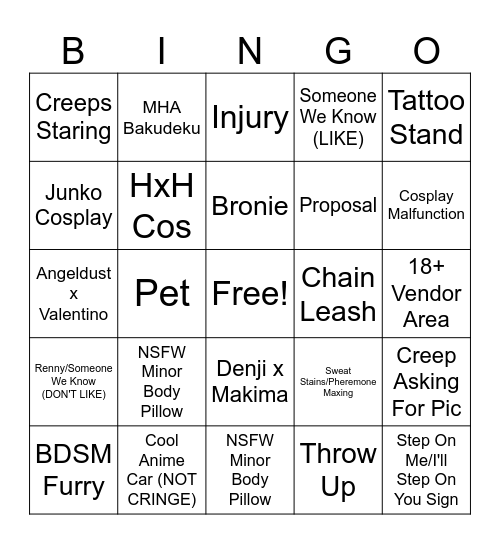 CON BUNGOO Bingo Card