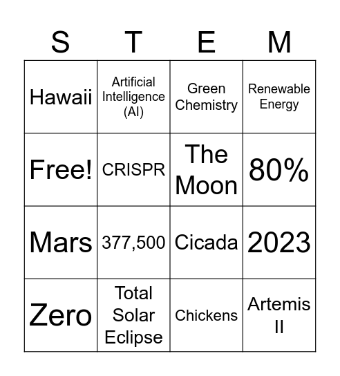 STEM Trivia Bingo Card