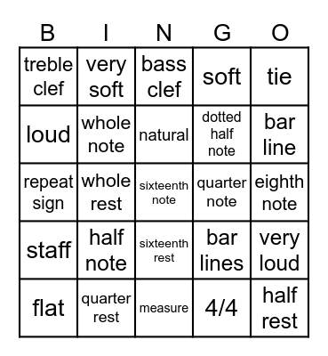 Music Bingo Card