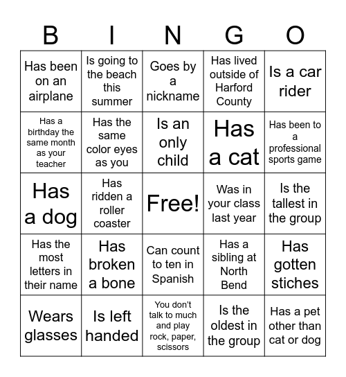 Find someone who Bingo Card