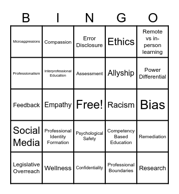 APHC Intro Bingo Card