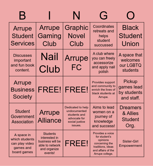 Arrupe Bingo Night! Bingo Card
