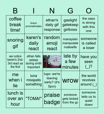BING part 3: chemical killspree Bingo Card