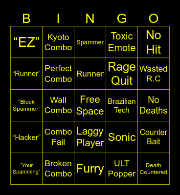 TSB Duels Bingo Card