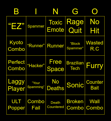 TSB Duels Bingo Card