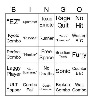 TSB Duels Bingo Card