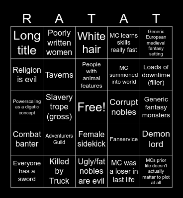 Isekai Bingo Card