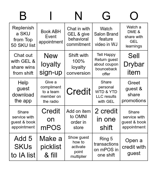 Guest Engagement BINGO Card