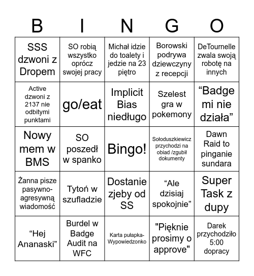 GSec Bingo Card