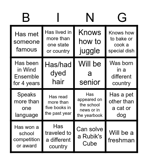 LWE BINGO Card