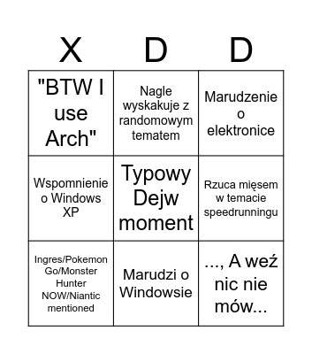 Dejwowe Bingo Card