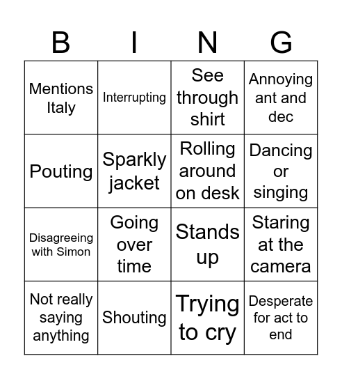 Bruno bingo Card