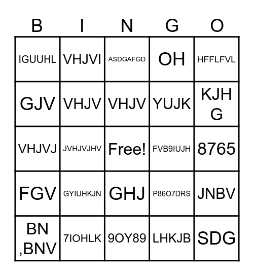 Muziek Bingo Card