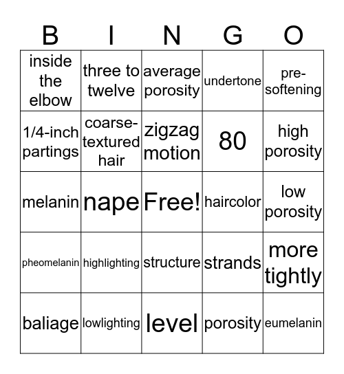 Ch. 21 Haircoloring 4 Bingo Card