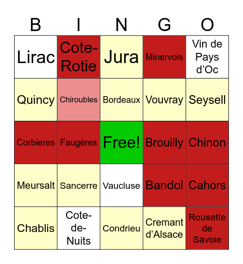 Wingo (wine bingo) Bingo Card