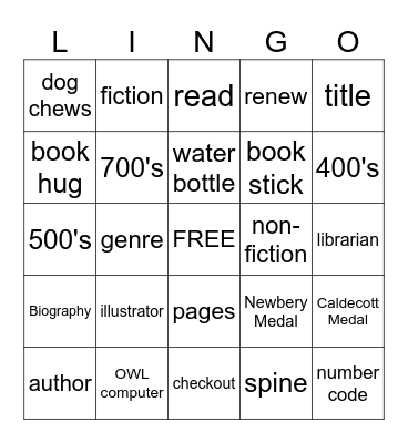 LIBRARY BINGO Card