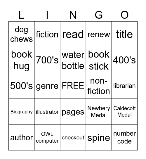 LIBRARY BINGO Card