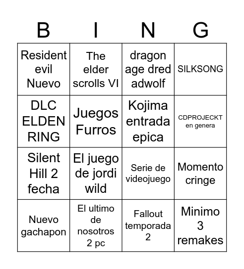 Bingo E3 Bingo Card