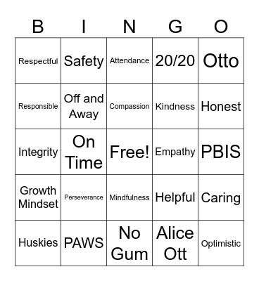 Alice Ott Bingo Card